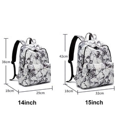 15.6 inch Travel Marble Large Backpack Women USB School Backpack