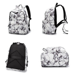15.6 inch Travel Marble Large Backpack Women USB School Backpack