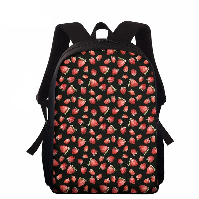 Sweet Strawberry Pattern Kids School Bag 15inch