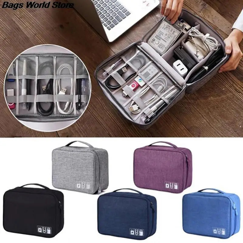 Travel Cable Organizer Case with Adjustable Divides