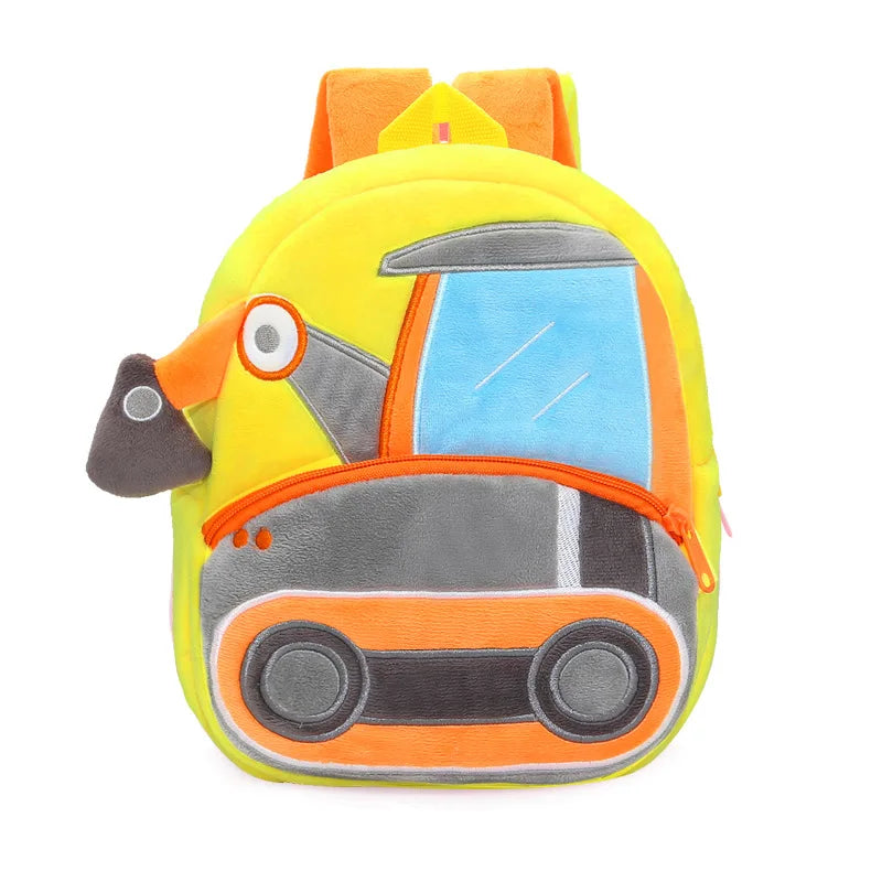 Excavator Plush Backpack for Kids Kindergarten School Bag
