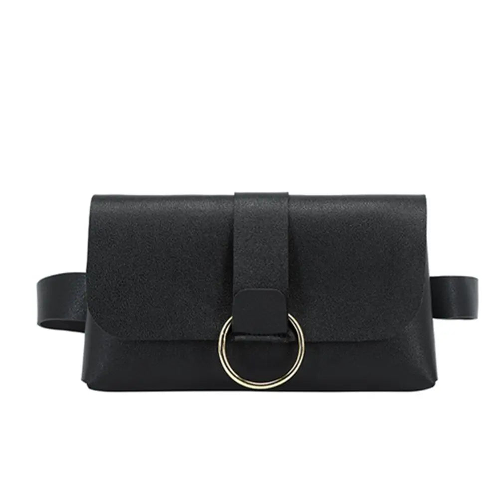 Leopard Stripe PU Waist Bag Belt Phone Bag Flap Leather Fanny Pack