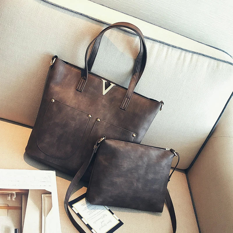 Vintage Women Hand Bag Set Top-handle Bags