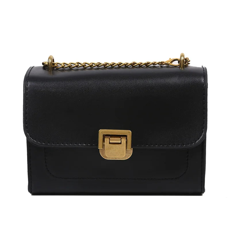 Solid Leather Shoulder Chain Bag Crossbody Bags Purses Messenger Bag