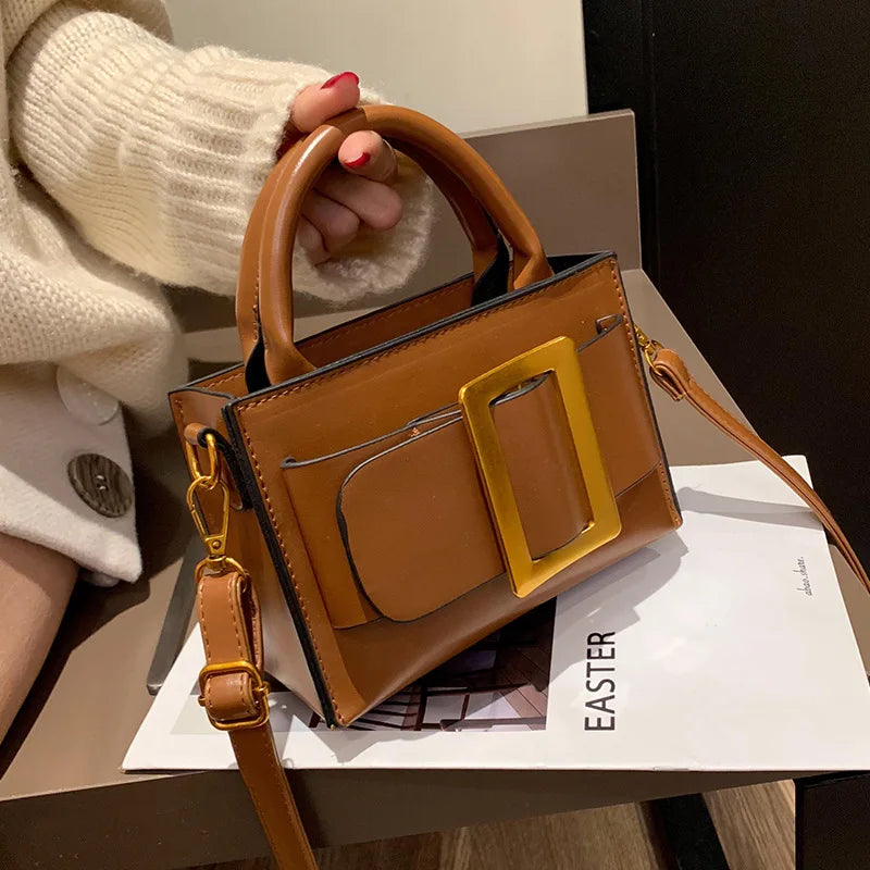 Vintage PU Leather Crossbody Bag for Women, Soft Shoulder Handbag