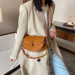 Vintage PU Leather Shoulder Saddle Bag for Women