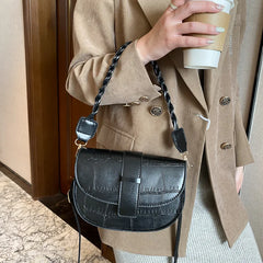 Vintage PU Leather Shoulder Saddle Bag for Women