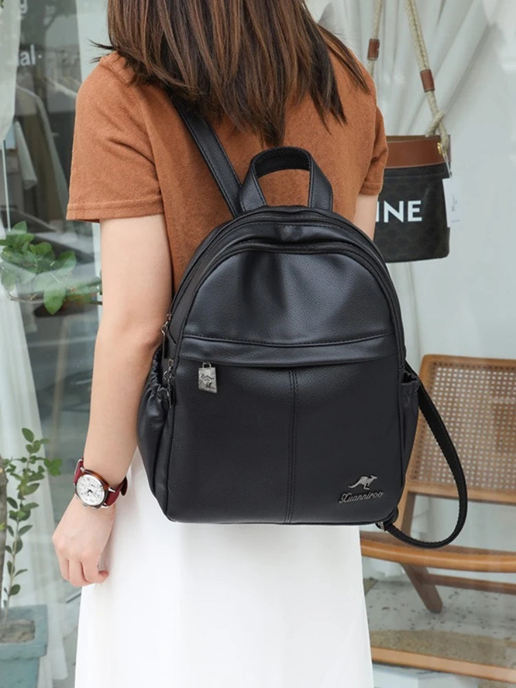 Vintage Women Backpacks High Female Back Pack Ladies Leather Travel Backpack