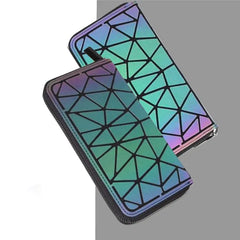 Women's Plaid Geometric Wallet Long Clutch Luminous Money Clip