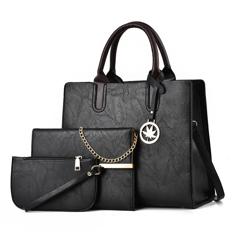 3pcs/Set Ladies Handbags PU Leather Shoulder Messenger Bags