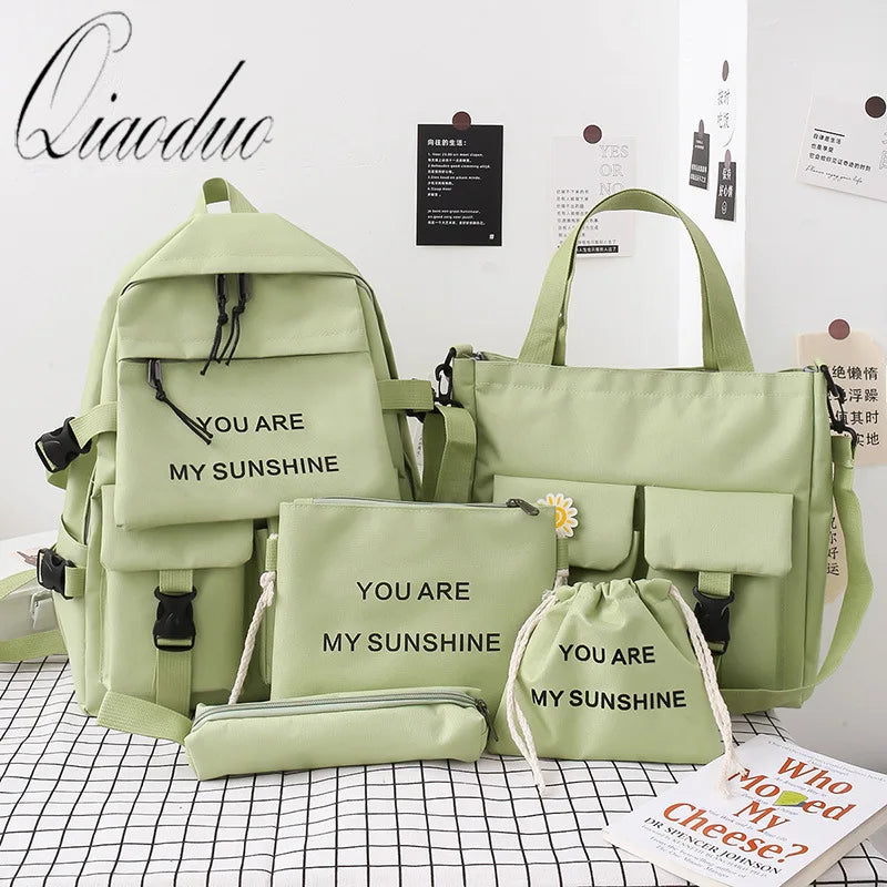 Canvas School Backpack for Teenage Girls Women Travel Student