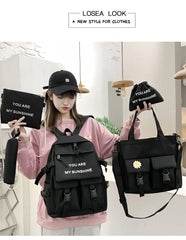 Canvas School Backpack for Teenage Girls Women Travel Student