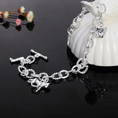 925 Sterling Silver Horseshoe Farm Chain Bracelet Wedding Jewelry