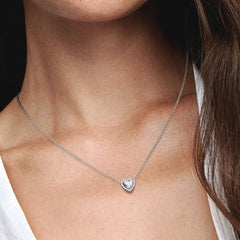 925 Silver Elevated Heart Necklace for Women Birthday Gift