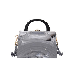 Acrylic Chain Shoulder Bag Marble Pattern Box Shape Handbag