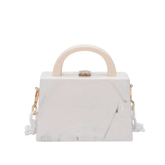 Acrylic Chain Shoulder Bag Marble Pattern Box Shape Handbag
