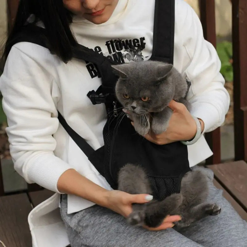 Adjustable Dog Carrier Backpack Pet Travel Bag Legs Out Front-Facing