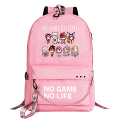 No Game No Life USB Backpack Canvas School Bag Laptop Bagpack