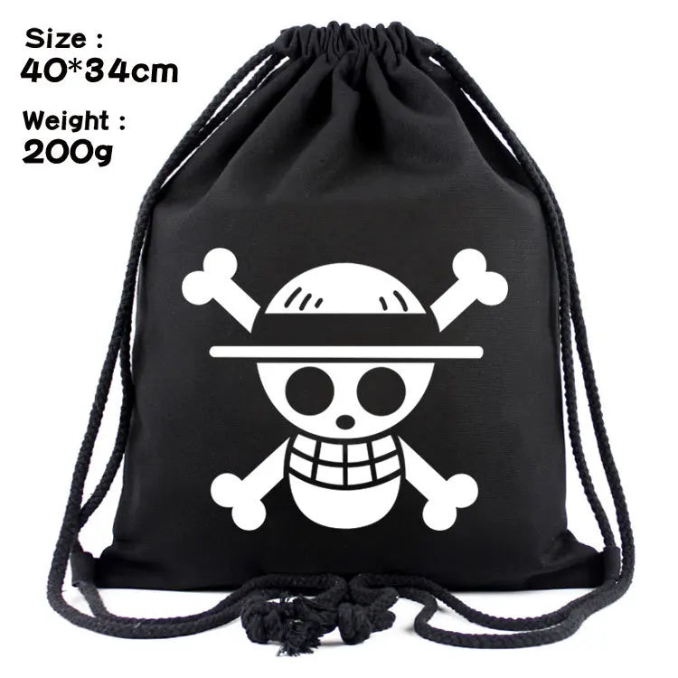 One Piece Luffy Skull Pirate Women Men Backpacks Canvas Book Bags