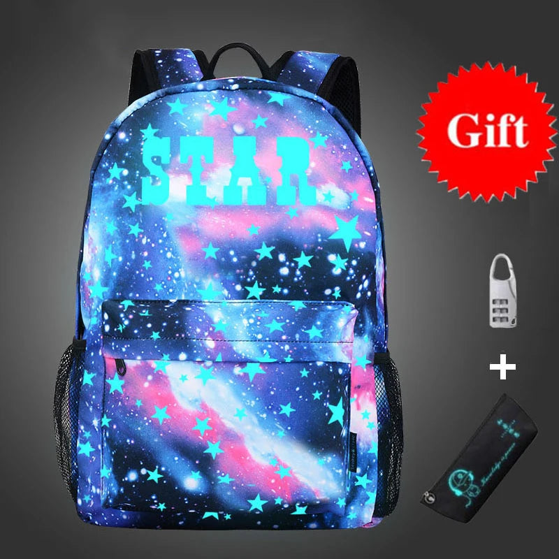 Anime School Backpacks for Kids Children Book Bag with Pencil Bag and Lock