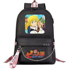Anime Seven Deadly Sins USB Boys Girls Kids School Laptop Backpack
