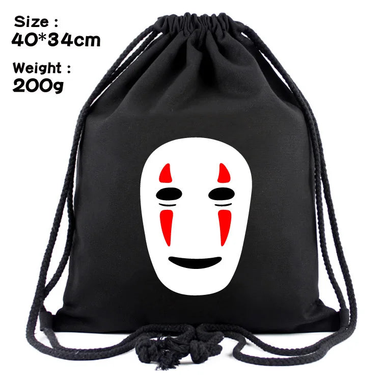 Anime Totoro Backpack Schoolbags Canvas Drawstring Bagpack