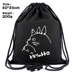Anime Totoro Backpack Schoolbags Canvas Drawstring Bagpack