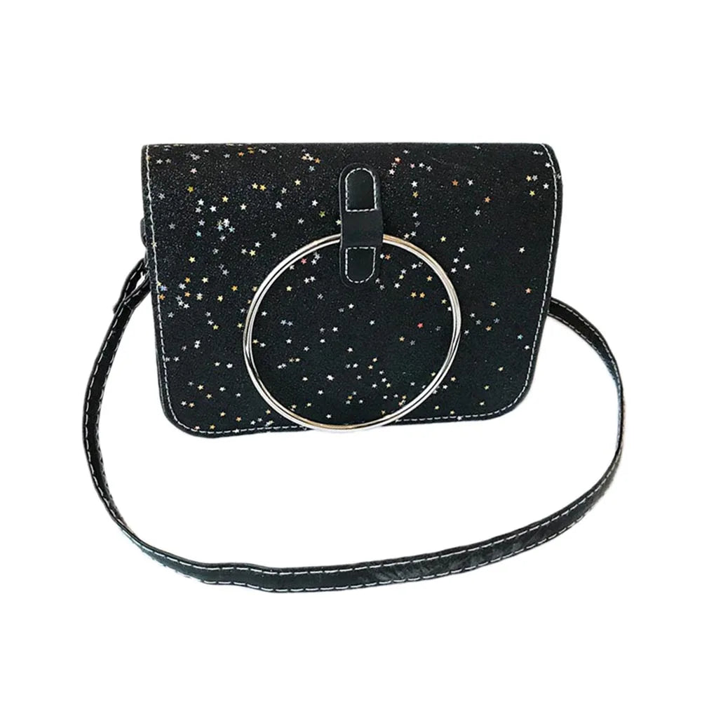 Women's PU Leather Handbag Metal Ring Shoulder Bag
