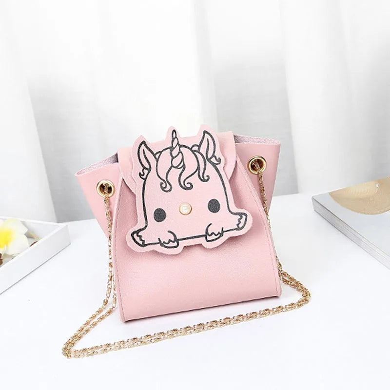 Women Mini Shoulder Bag PU Leather Handbag Metal Chain Messenger Bags