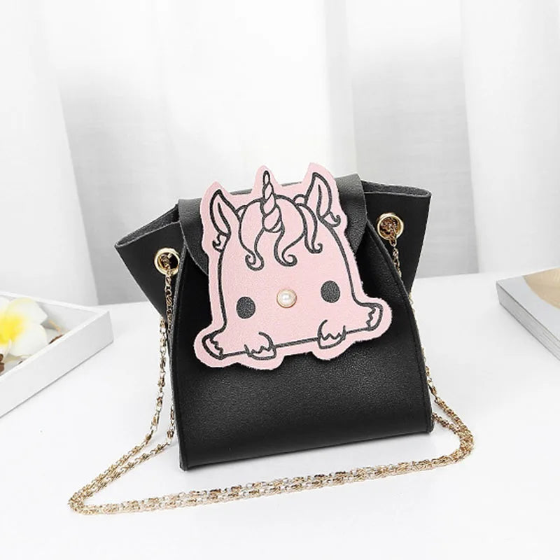 Women Mini Shoulder Bag PU Leather Handbag Metal Chain Messenger Bags