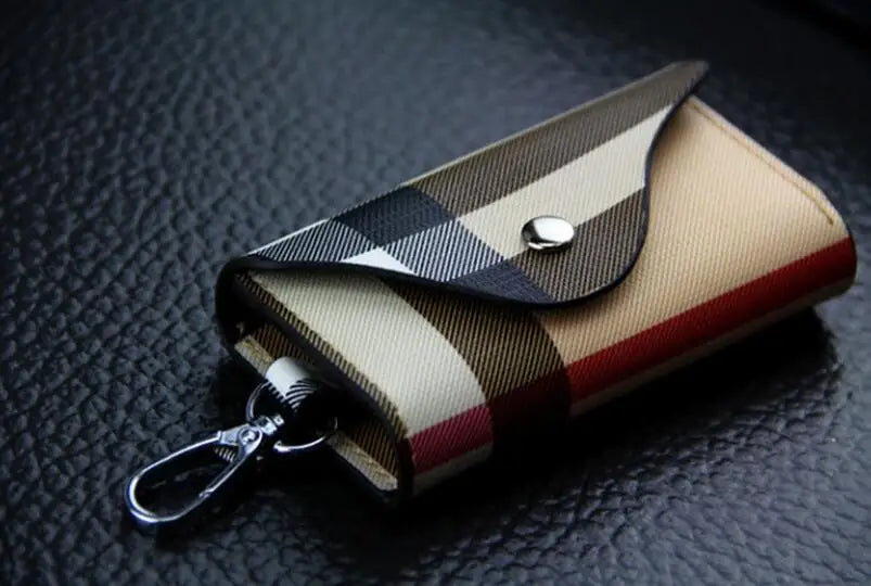 Arrival Business Style Plaid Key Bag For Car Leather Key Wallet