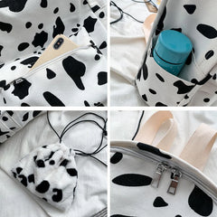Cow Pattern Backpacks For Student Large Capacity Book Shoulder Bags