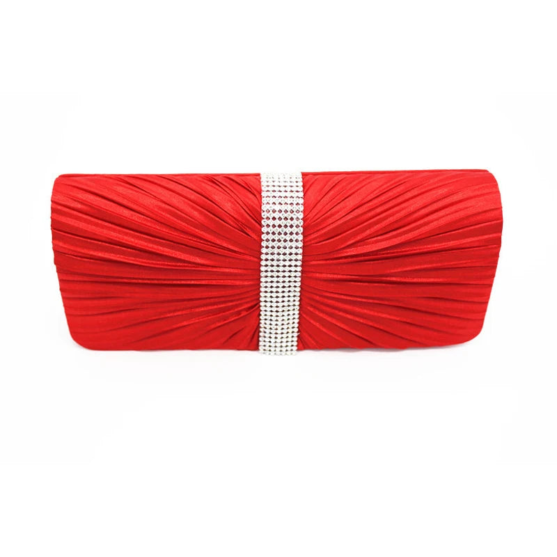 Elegant Satin Diamond Evening Bags for Wedding Party