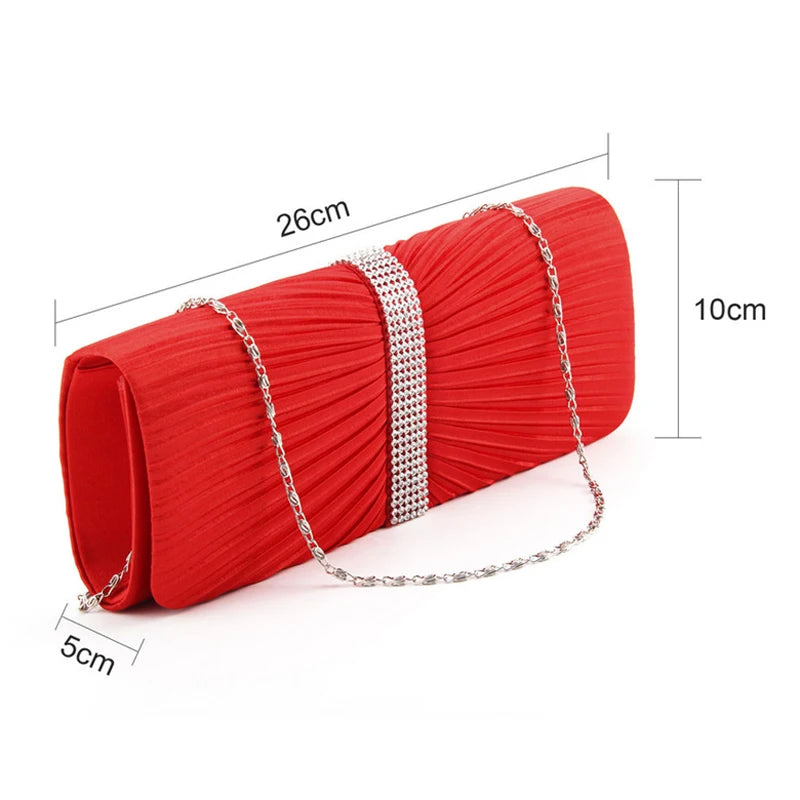 Elegant Satin Diamond Evening Bags for Wedding Party