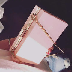 High Art Acrylic Box Bag Flap Clutch Chain Handbag
