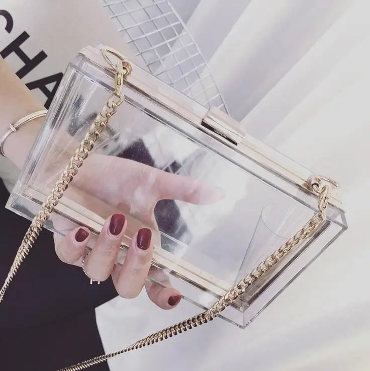 High Art Acrylic Box Bag Flap Clutch Chain Handbag