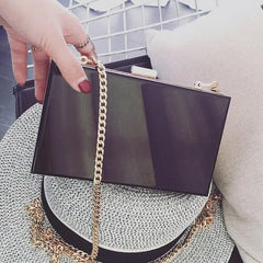 High Art Acrylic Box Bag Flap Clutch Chain Handbag