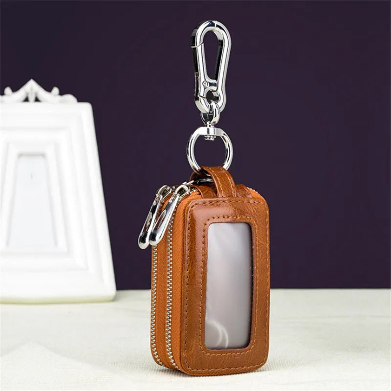 Arrival Leather Men Car Key Holders Housekeeper Double Zipper