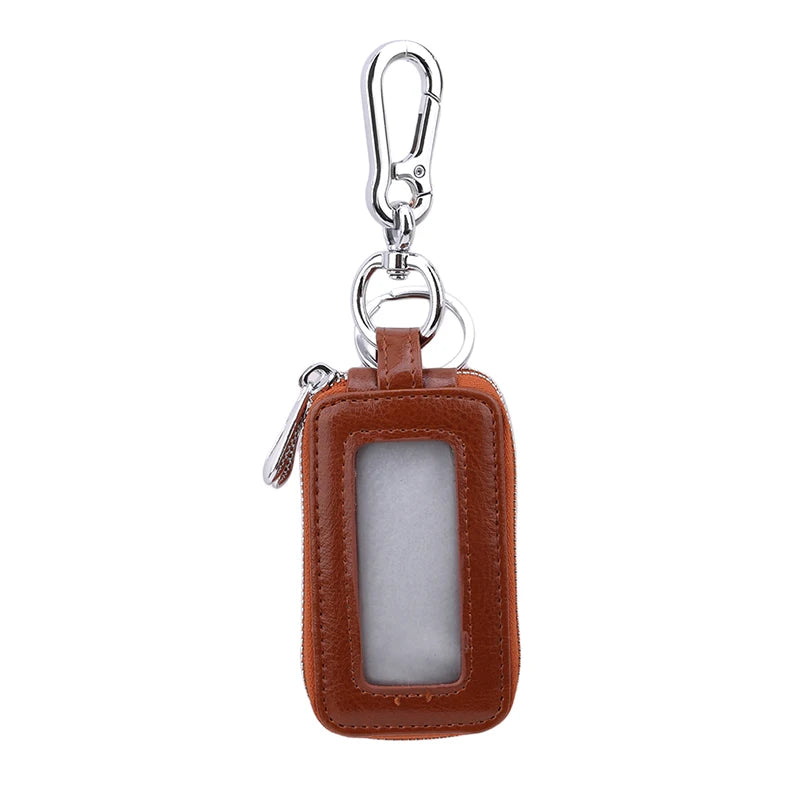 Pu Leather Car Key Holder Double Zipper Square Key Case