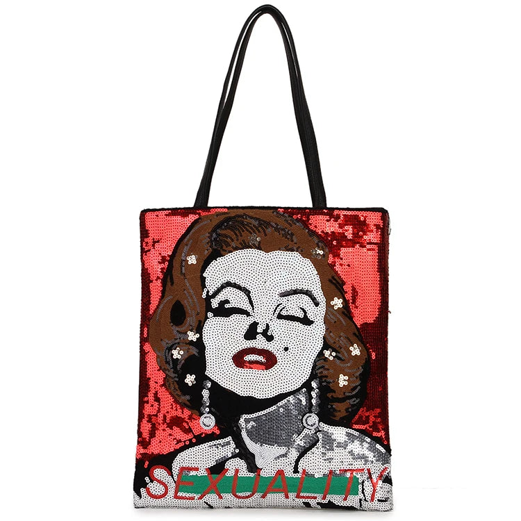 Red Heart Sequins Women Shoulder Bag Tote Purses Handbags Girl's Pouch