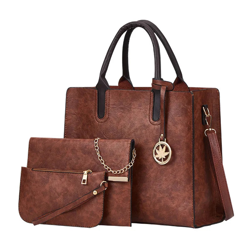 Arrival Women's PU Leather Handbags Large Capacity Messenger Bags 3-Piece Set
