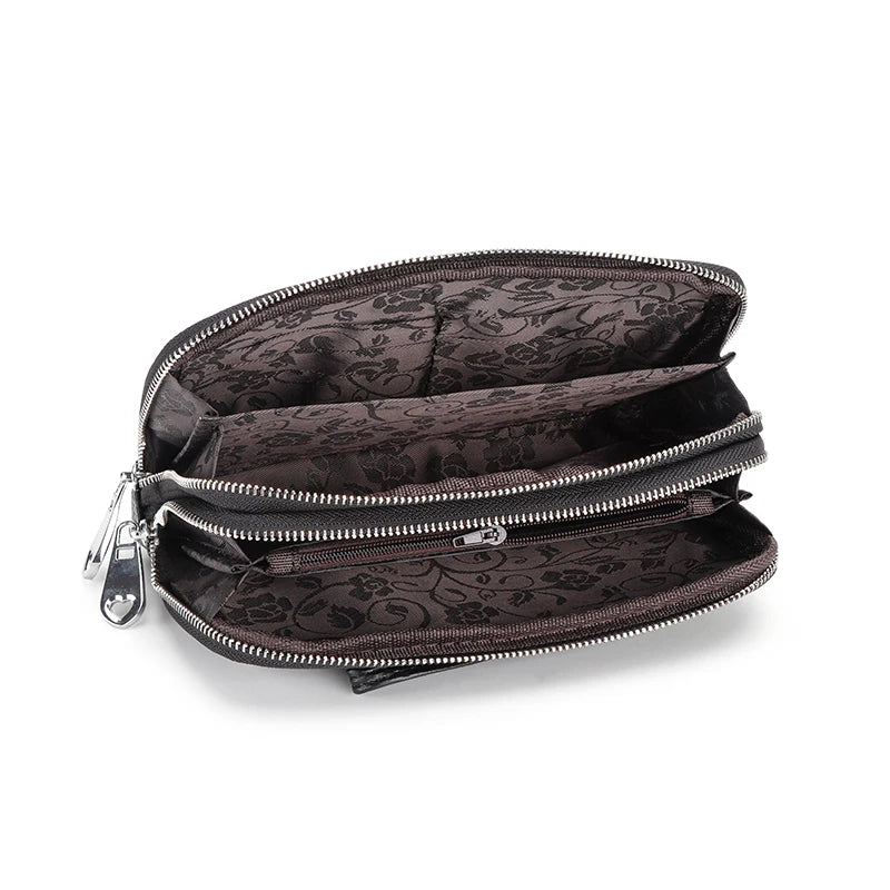 Leather Women Clutch Wallet Large Capacity Zipper Purse Long Style