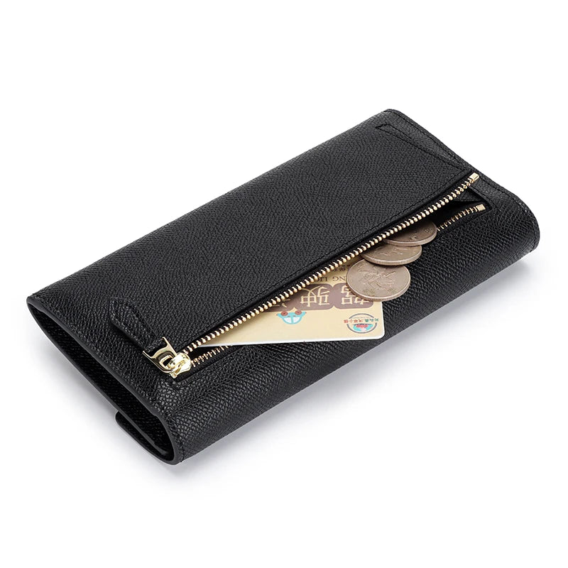 Ladies Leather High Wallet Palm Pattern Long Purse Clutch