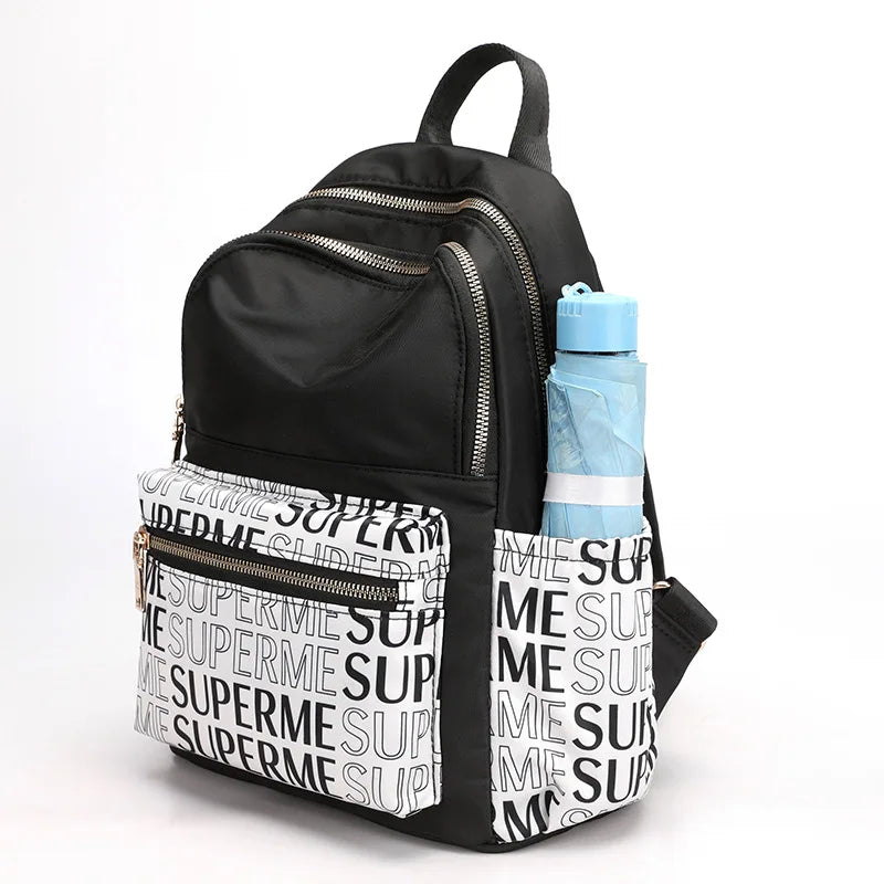 Floral Nylon Backpack Bags - Large Capacity Travel Tote Handbags