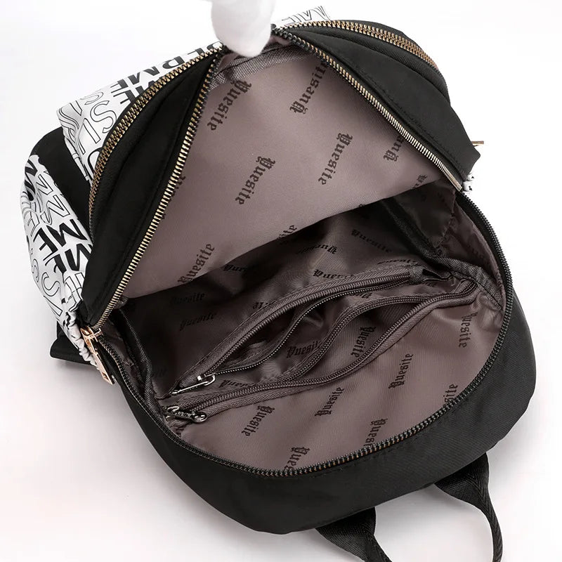 Floral Nylon Backpack Bags - Large Capacity Travel Tote Handbags