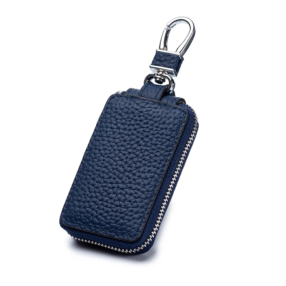 Men Cowhide Leathers Zipper Keys Holders Wallets