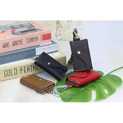 Leather Key Holder Keychain Covers Zipper Key Case Bag