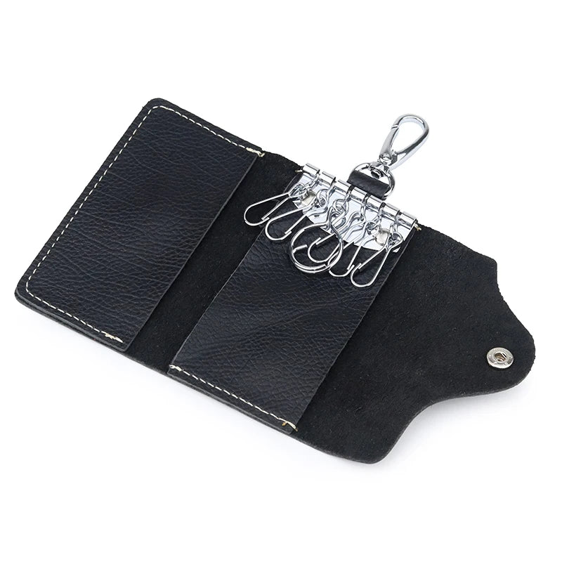Leather Key Holder Keychain Covers Zipper Key Case Bag