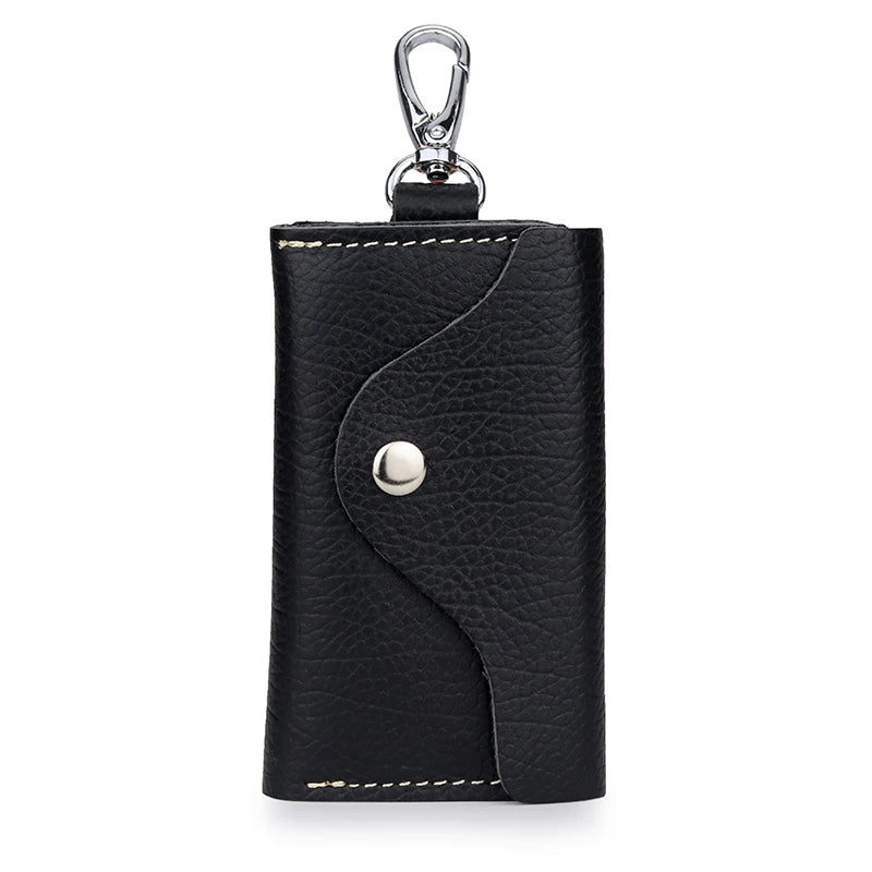 Leather Key Holder Keychain Covers Zipper Key Case Bag