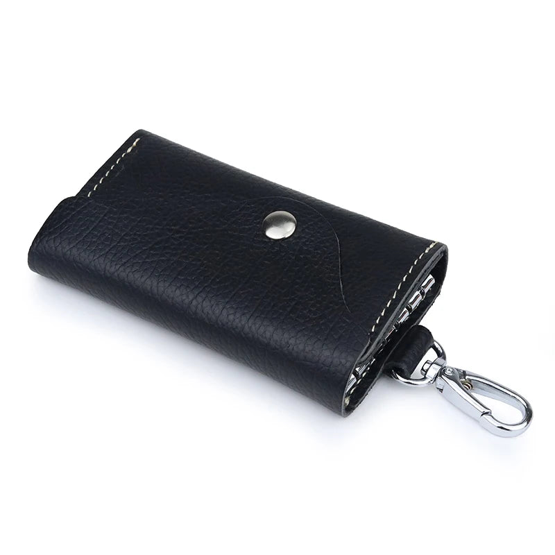 Leather Key Holder Keychain Covers Zipper Key Case Bag
